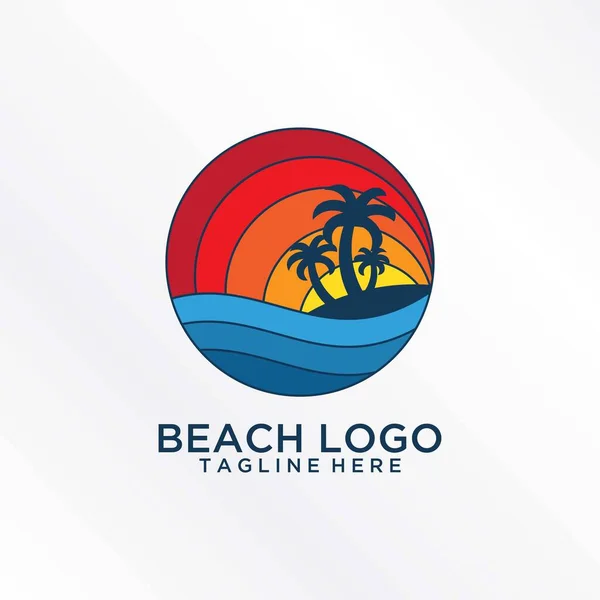 stock vector Beach sunset logo design