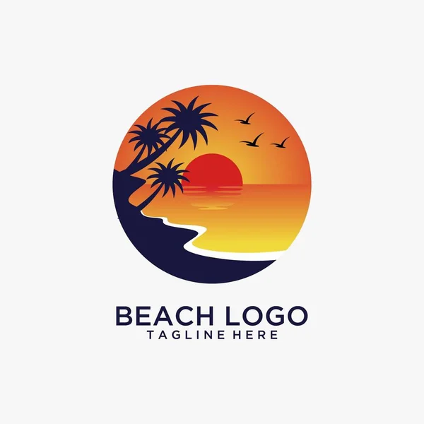 Projekt Logo Beach Sunset — Wektor stockowy