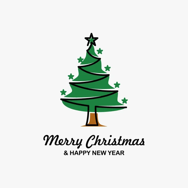 Merry Christmas Logo Design Fir Tree Vector Graphics