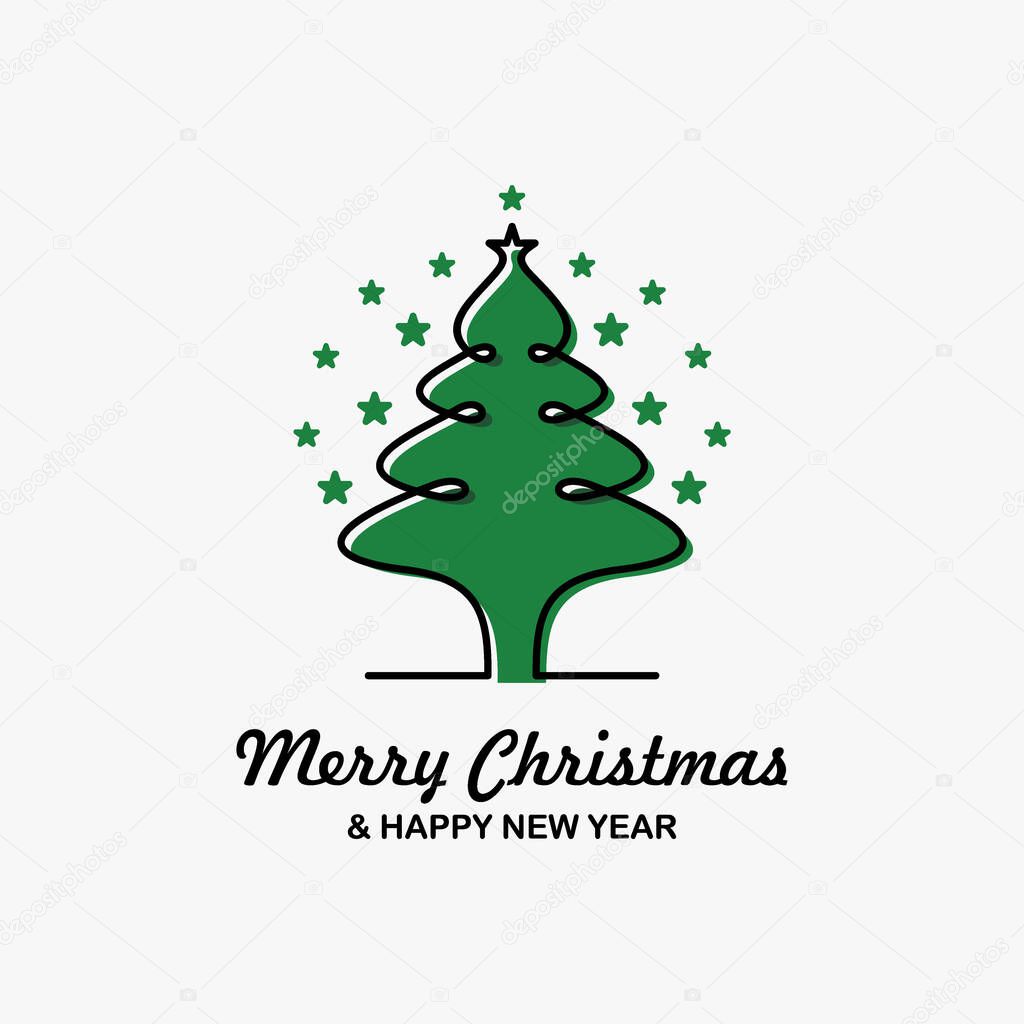 Merry Christmas logo design with fir tree