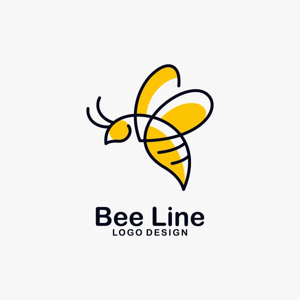 Bienenlinie Kunst Logo Design — Stockvektor