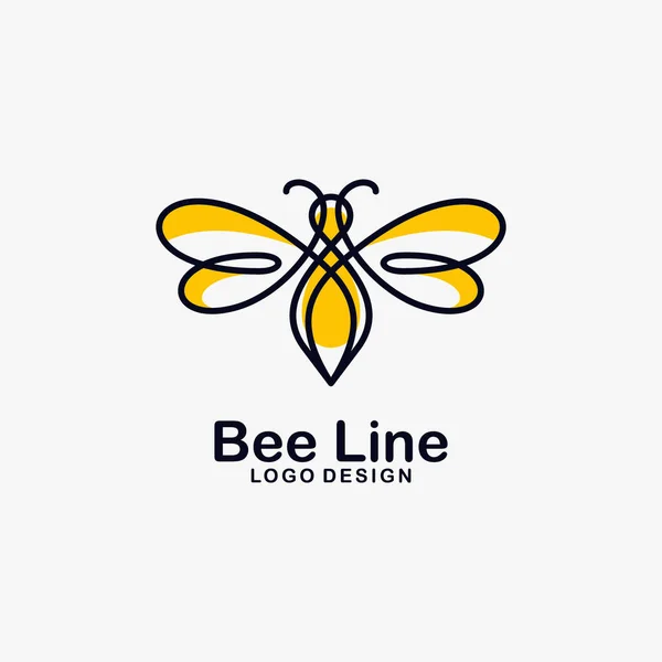 Bienenlinie Kunst Logo Design — Stockvektor