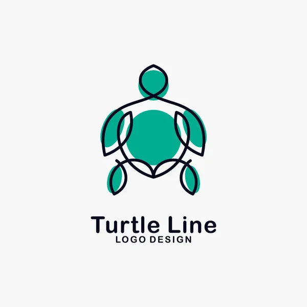 Turtle Line Art Logo Design — Stock Vector