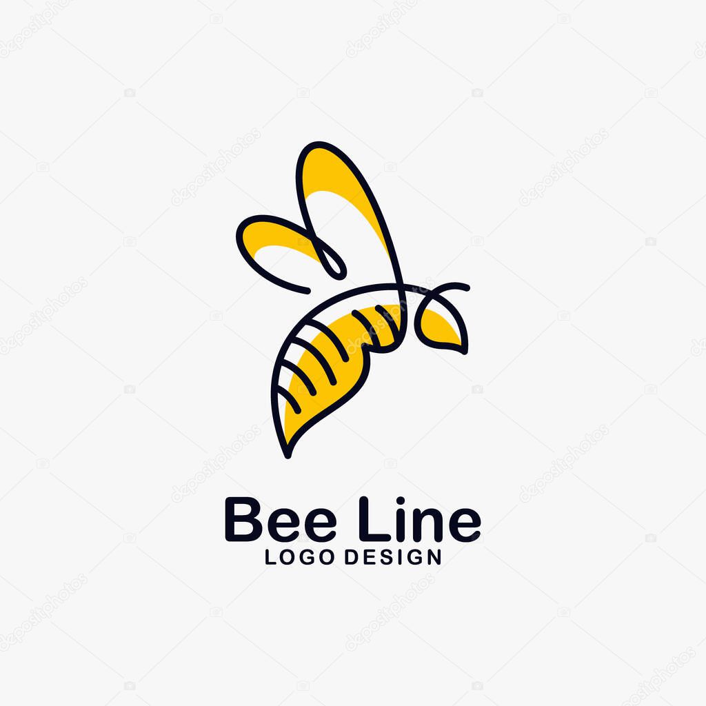 Bee line art logo design