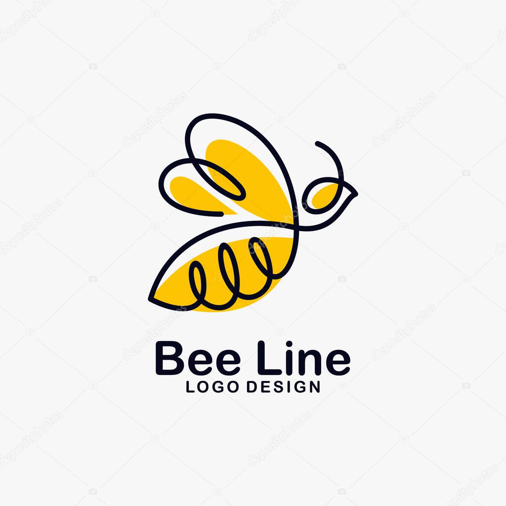 Bee line art logo design