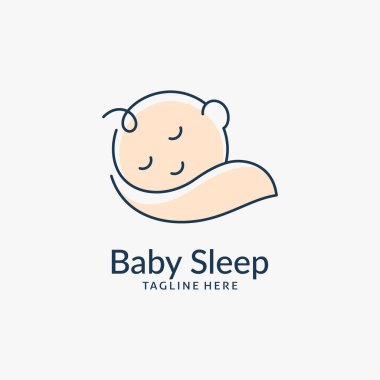 Sanat tarzında uyuyan bebek logosu tasarımı