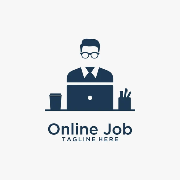 Ludzie Notatnik Projektowania Logo Pracy Online — Wektor stockowy