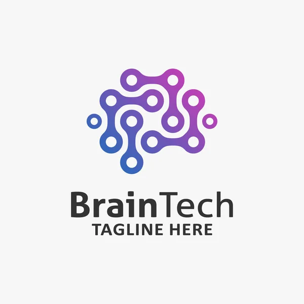 Beyin Teknolojisi Logo Tasarımı — Stok Vektör