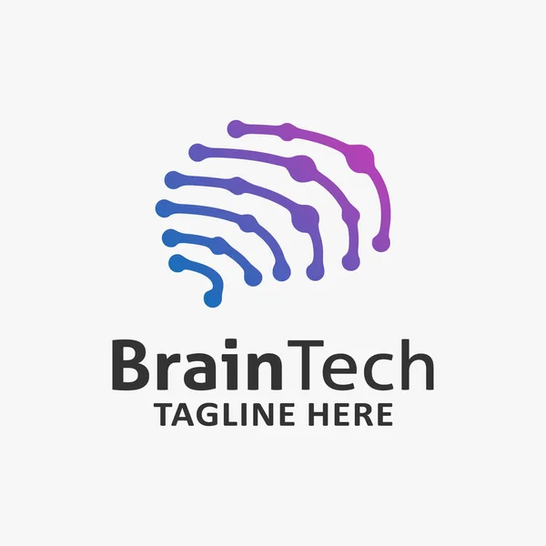 Beyin Teknolojisi Logo Tasarımı — Stok Vektör