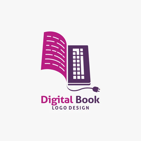 Digitální Kniha Logo Design — Stockový vektor