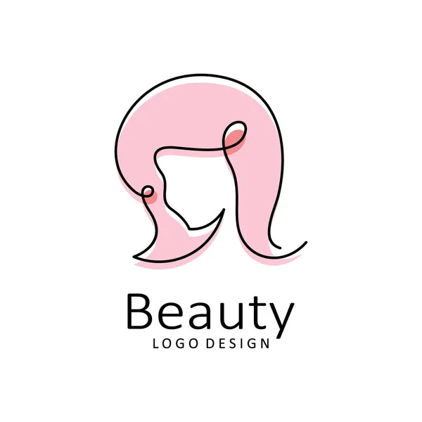 Belleza Mujer Línea Arte Logo Diseño — Archivo Imágenes Vectoriales