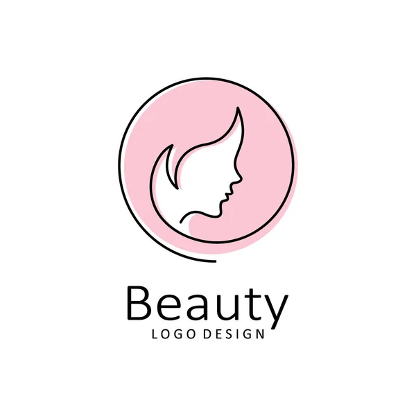 Beleza Mulher Linha Arte Logotipo Design — Vetor de Stock