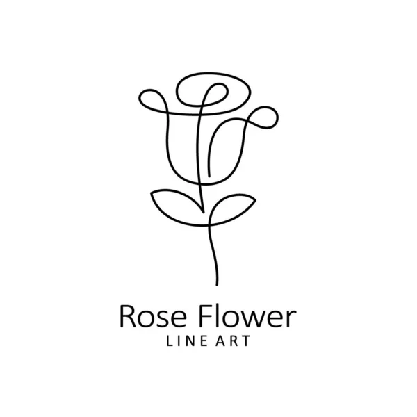 stock vector Rose flower logo design in one line art