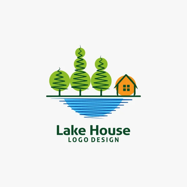 Lake House Logo Design — Stockvektor