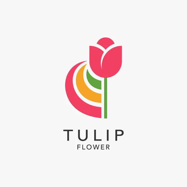 Tulip flower and colorful elements for tulip garden logo design