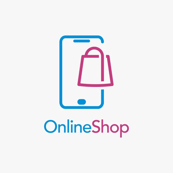 Tasche Und Smartphone Für Logodesign Beim Online Shopping — Stockvektor