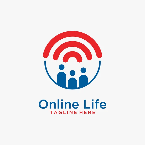 People Signal Element Online Life Logo Design Stock Vector