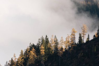 Dağları ve bulutları olan güzel bir manzara