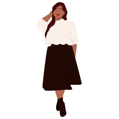 Vücut pozitifliğinin temsilcisi. Vücut pozitif hareket ve güzellik çeşitliliği. Bir grup iri yarı kadın. Beyaz arkaplanda vektör hisse senedi çizimi izole edildi. EPS 10