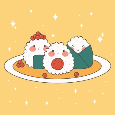 Bambu ahşap üzerinde güzel bir mochi. Bir fincan çay ve çaydanlık. Geleneksel Japon mutfağı. Asya yemekleri. Stok vektör illüstrasyonu.