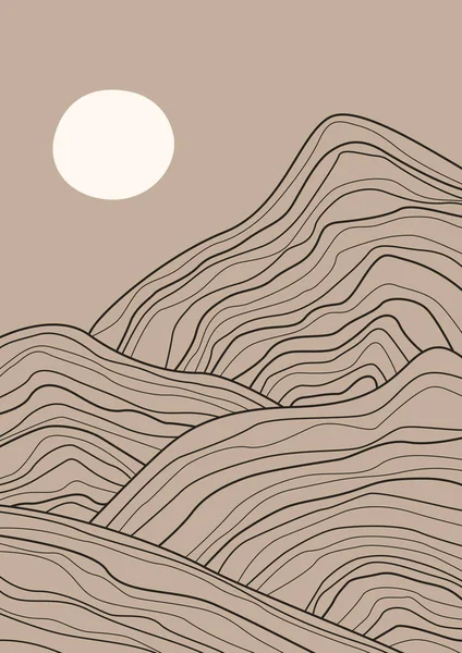 Cartaz Abstrato Moderno Boho Terra Tonifica Formas Orgânicas Design Contemporâneo — Vetor de Stock