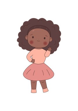 African american girl. Flat design. Stock vector illustration isolated on white background.	