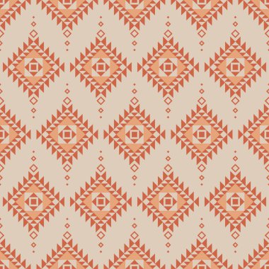 Etnik Aztek deseni kusursuz. Kabile Navajo deseni. Geometrik süs. Boho tarzında vektör illüstrasyonu. Halı tekstil deseni.