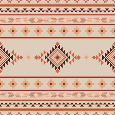 Boho stili Rug tekstil desenli Etnik Aztek desensiz kabile Navajo desenli Geometrik süsleme Vektör çizimi