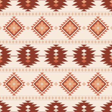 Boho stili Rug tekstil desenli Etnik Aztek desensiz kabile Navajo desenli Geometrik süsleme Vektör çizimi