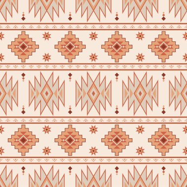 Boho stili Rug tekstil desenli Etnik Aztek desensiz kabile Navajo desenli Geometrik süsleme Vektör çizimi