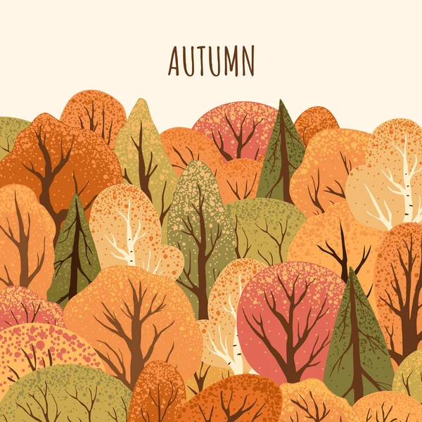 Szene Mit Herbstbäumen Und Sträuchern Landschaft Auf Dem Land Vereinzelt — Stockvektor