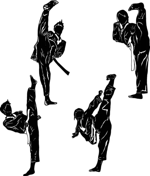 Taekwondo Illustrazione Silhouette Icona Vettoriale — Vettoriale Stock