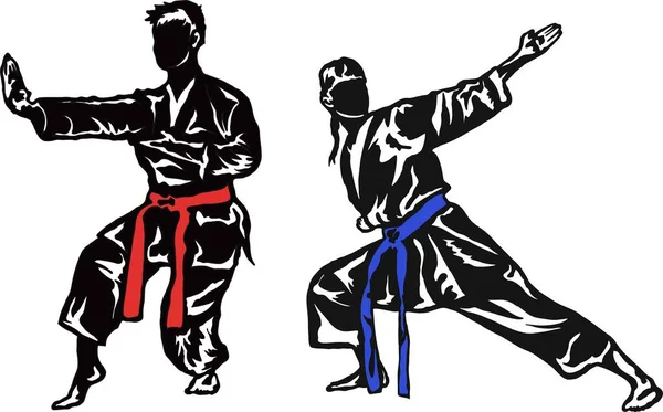 Karate Vector Silueta Ilustración — Archivo Imágenes Vectoriales