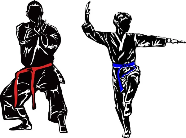 Karate Vector Silhouete Illustratie — Stockvector