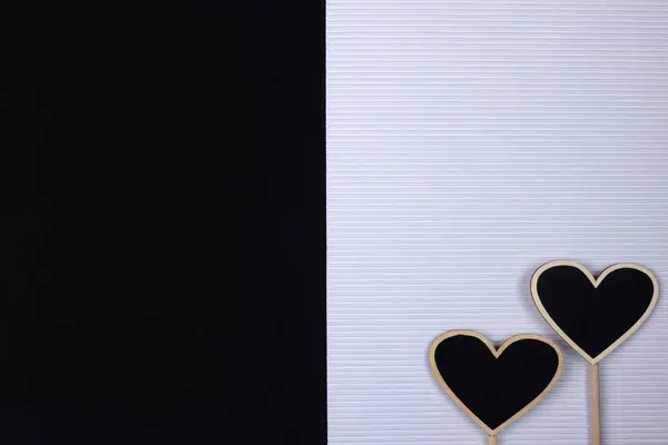 黒と白の背景 バレンタインデー 上からの眺め カード — ストック写真
