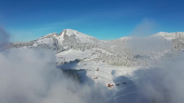Great Aerial Footage Wonderful Snowy Landscape Swiss Alps — Vídeo de Stock