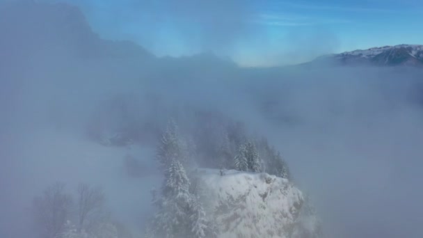 Great Aerial Footage Snowy Winter Landscape Swiss Alps — Video Stock