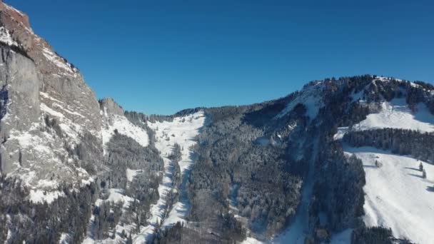 Great Aerial Footage Big Mountain Canton Schwyz Switzerland Winter — Video Stock