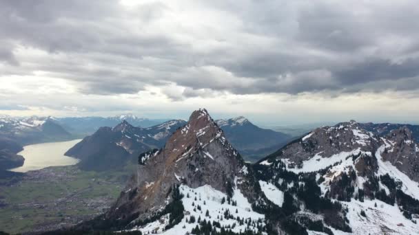 Great Aerial Footage Big Mountain Steep Cliffs Switzerland Called Grosser — Wideo stockowe
