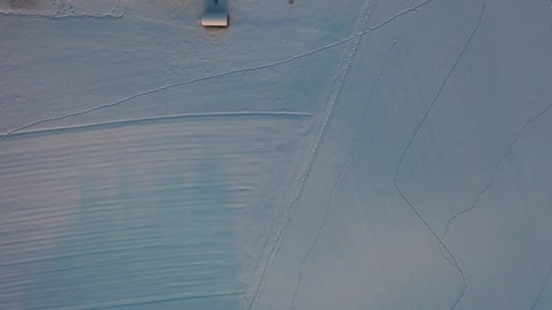 Great Aerial Footage Bird Eye View Snowy Switzerland Fields Farms — Video