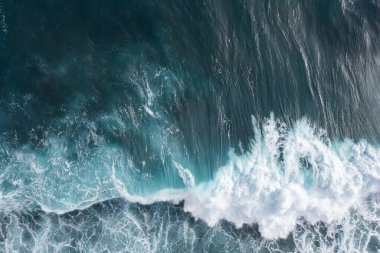 Big waves in the Atlantic Ocean from a bird's eye view off the coast of Madeira.