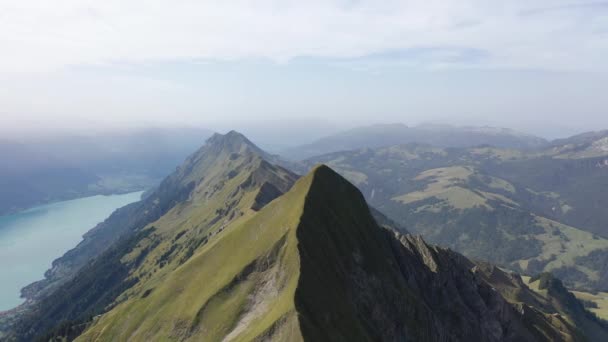 Great Aerial Footage Taken Drone Ridge Swiss Mountains Canton Lucerne — стоковое видео
