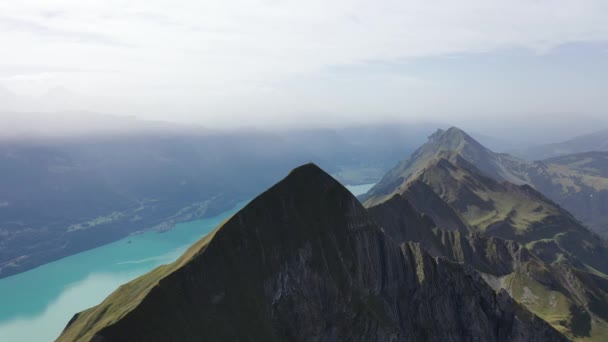 Great Aerial Footage Rothorn Summit Beautiful Switzerland Sunny Day — Video Stock