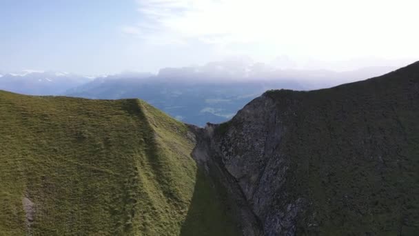 Great Aerial Footage Mountain Ridge Called Brienzergrat Lake Brienz — Stockvideo