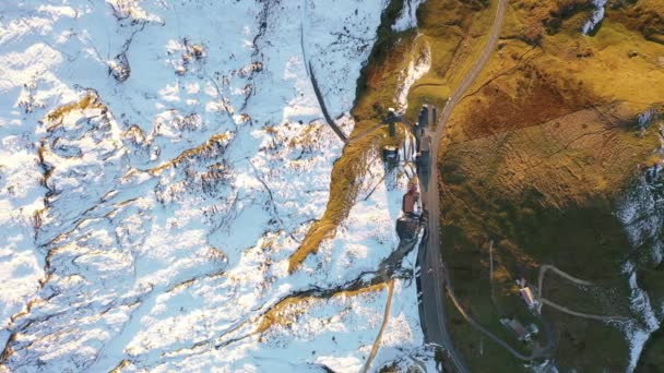 Great Aerial Footage Beautiful Area Swiss Mountains Beautiful Sunrise — стокове відео