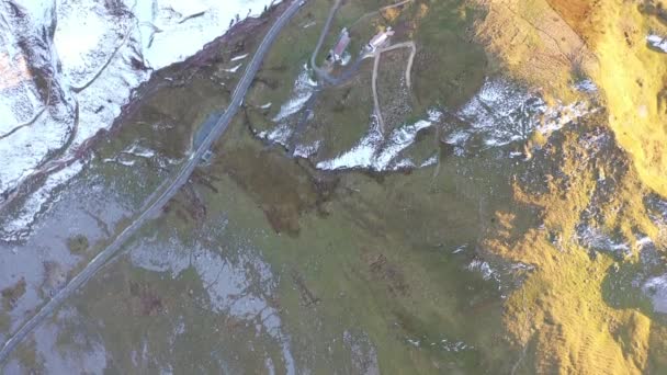 Great Aerial Footage Sunset Canton Glarus Switzerland Top Pass Called — стокове відео