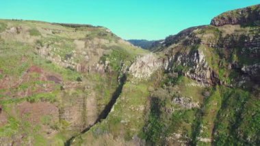 Areal flight over a lighthouse in the north of the Portuguese island of Madeira. Great landscape.