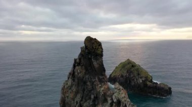 Breathtaking flight over the beaches in Madeira, Portugal. Great view from the viewpoint called Ribeira da Janela.