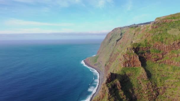 Areal Flight Lighthouse North Portuguese Island Madeira Great Landscape — Stock video