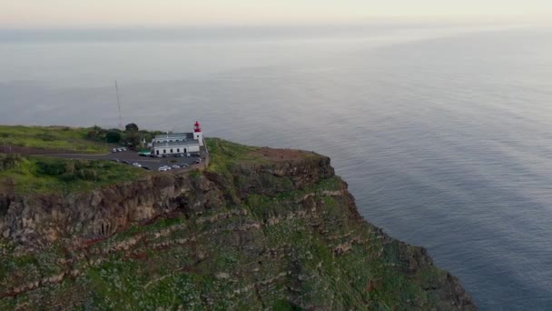 Beautiful Sunset Drone Flight Farol Ponta Pargo Viewpoint Madeira Portugal — Stock videók
